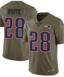 Nike New England Patriots #28 James White Olive Stitched NFL Limited 2017 Salute To Service Jersey