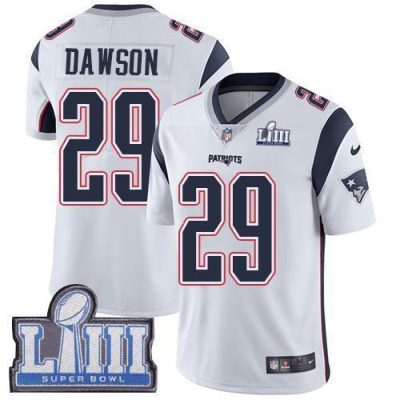 Nike New England Patriots #29 Duke Dawson White Super Bowl LIII Bound Stitched NFL Vapor Untouchable Limited Jersey