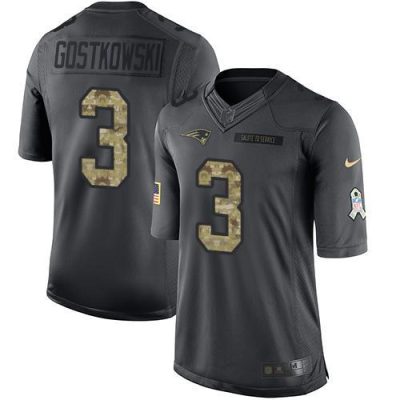 Nike New England Patriots #3 Stephen Gostkowski Black Stitched NFL Limited 2016 Salute To Service Jersey