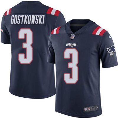 Nike New England Patriots #3 Stephen Gostkowski Navy Blue Stitched NFL Limited Rush Jersey