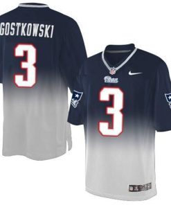 Nike New England Patriots #3 Stephen Gostkowski Navy Blue/Grey Stitched NFL Elite Fadeaway Fashion Jersey