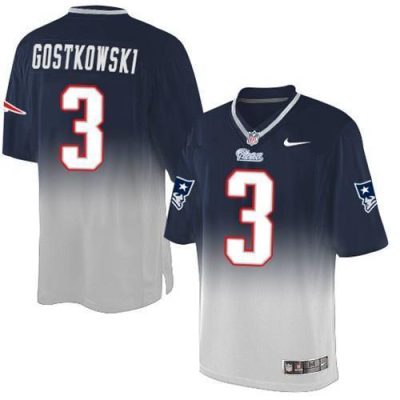 Nike New England Patriots #3 Stephen Gostkowski Navy Blue/Grey Stitched NFL Elite Fadeaway Fashion Jersey