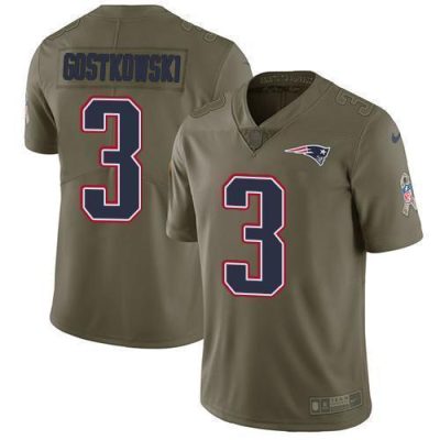 Nike New England Patriots #3 Stephen Gostkowski Olive Stitched NFL Limited 2017 Salute To Service Jersey