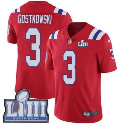 Nike New England Patriots #3 Stephen Gostkowski Red Alternate Super Bowl LIII Bound Stitched NFL Vapor Untouchable Limited Jersey