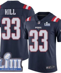 Nike New England Patriots #33 Jeremy Hill Navy Blue Super Bowl LIII Bound Stitched NFL Limited Rush Jersey