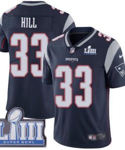 Nike New England Patriots #33 Jeremy Hill Navy Blue Team Color Super Bowl LIII Bound Stitched NFL Vapor Untouchable Limited Jersey
