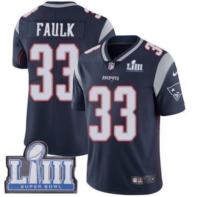 Nike New England Patriots #33 Kevin Faulk Navy Blue Team Color Super Bowl LIII Bound Stitched NFL Vapor Untouchable Limited Jersey