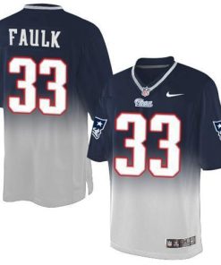 Nike New England Patriots #33 Kevin Faulk Navy Blue/Grey Stitched NFL Elite Fadeaway Fashion Jersey