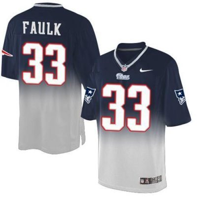 Nike New England Patriots #33 Kevin Faulk Navy Blue/Grey Stitched NFL Elite Fadeaway Fashion Jersey
