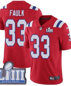 Nike New England Patriots #33 Kevin Faulk Red Alternate Super Bowl LIII Bound Stitched NFL Vapor Untouchable Limited Jersey