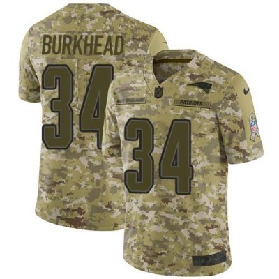 Nike New England Patriots #34 Rex Burkhead Camo Stitched NFL Limited 2018 Salute To Service Jersey