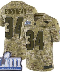 Nike New England Patriots #34 Rex Burkhead Camo Super Bowl LIII Bound Stitched NFL Limited 2018 Salute To Service Jersey