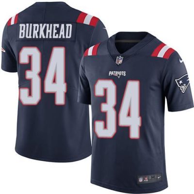 Nike New England Patriots #34 Rex Burkhead Navy Blue Stitched NFL Limited Rush Jersey