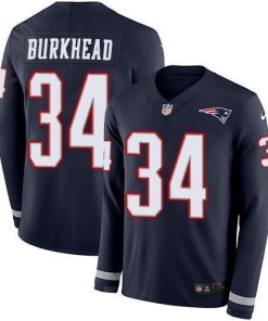 Nike New England Patriots #34 Rex Burkhead Navy Blue Team Color Stitched NFL Limited Therma Long Sleeve Jersey
