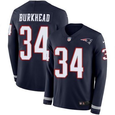Nike New England Patriots #34 Rex Burkhead Navy Blue Team Color Stitched NFL Limited Therma Long Sleeve Jersey