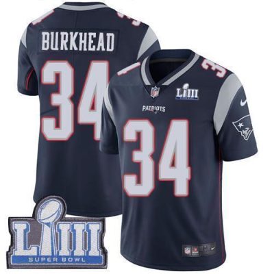 Nike New England Patriots #34 Rex Burkhead Navy Blue Team Color Super Bowl LIII Bound Stitched NFL Vapor Untouchable Limited Jersey