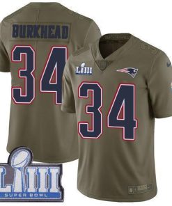 Nike New England Patriots #34 Rex Burkhead Olive Super Bowl LIII Bound Stitched NFL Limited 2017 Salute To Service Jersey