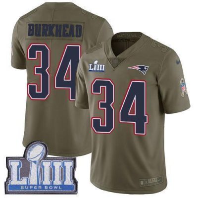 Nike New England Patriots #34 Rex Burkhead Olive Super Bowl LIII Bound Stitched NFL Limited 2017 Salute To Service Jersey