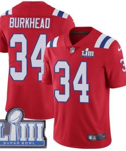Nike New England Patriots #34 Rex Burkhead Red Alternate Super Bowl LIII Bound Stitched NFL Vapor Untouchable Limited Jersey