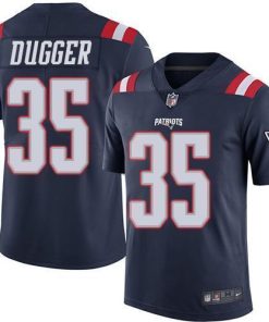Nike New England Patriots #35 Kyle Dugger Navy Blue Stitched NFL Limited Rush Jersey
