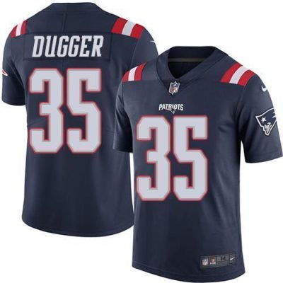 Nike New England Patriots #35 Kyle Dugger Navy Blue Stitched NFL Limited Rush Jersey