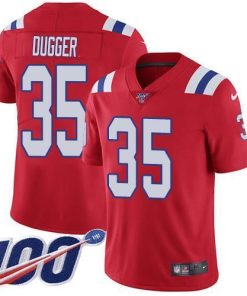 Nike New England Patriots #35 Kyle Dugger Red Alternate Stitched NFL 100th Season Vapor Untouchable Limited Jersey