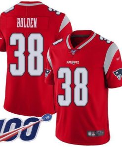 Nike New England Patriots #38 Brandon Bolden Red Stitched NFL Limited Inverted Legend 100th Season Jersey