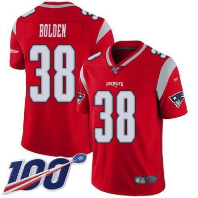 Nike New England Patriots #38 Brandon Bolden Red Stitched NFL Limited Inverted Legend 100th Season Jersey