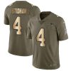 Nike New England Patriots #4 Jarrett Stidham Olive/Gold Stitched NFL Limited 2017 Salute To Service Jersey