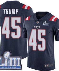 Nike New England Patriots #45 Donald Trump Navy Blue Super Bowl LIII Bound Stitched NFL Limited Rush Jersey