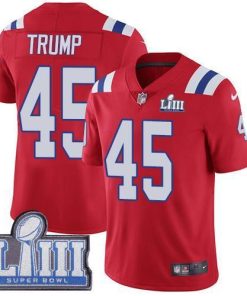 Nike New England Patriots #45 Donald Trump Red Alternate Super Bowl LIII Bound Stitched NFL Vapor Untouchable Limited Jersey
