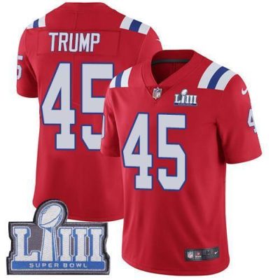 Nike New England Patriots #45 Donald Trump Red Alternate Super Bowl LIII Bound Stitched NFL Vapor Untouchable Limited Jersey