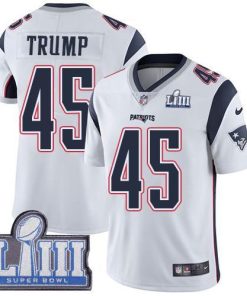 Nike New England Patriots #45 Donald Trump White Super Bowl LIII Bound Stitched NFL Vapor Untouchable Limited Jersey