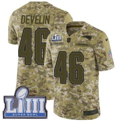 Nike New England Patriots #46 James Develin Camo Super Bowl LIII Bound Stitched NFL Limited 2018 Salute To Service Jersey