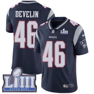 Nike New England Patriots #46 James Develin Navy Blue Team Color Super Bowl LIII Bound Stitched NFL Vapor Untouchable Limited Jersey