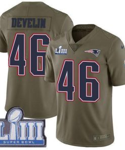 Nike New England Patriots #46 James Develin Olive Super Bowl LIII Bound Stitched NFL Limited 2017 Salute To Service Jersey