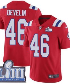 Nike New England Patriots #46 James Develin Red Alternate Super Bowl LIII Bound Stitched NFL Vapor Untouchable Limited Jersey