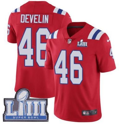 Nike New England Patriots #46 James Develin Red Alternate Super Bowl LIII Bound Stitched NFL Vapor Untouchable Limited Jersey