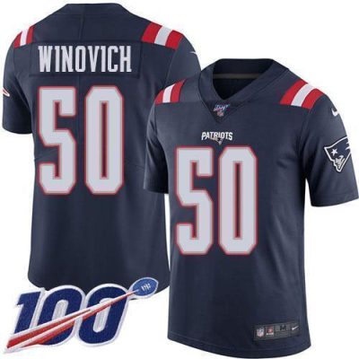 Nike New England Patriots #50 Chase Winovich Navy Blue Stitched NFL Limited Rush 100th Season Jersey