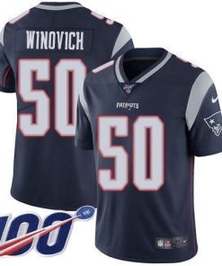 Nike New England Patriots #50 Chase Winovich Navy Blue Team Color Stitched NFL 100th Season Vapor Limited Jersey