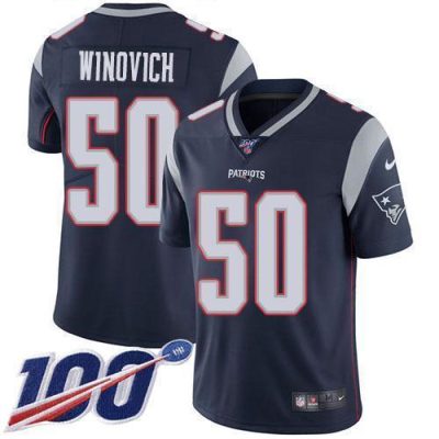 Nike New England Patriots #50 Chase Winovich Navy Blue Team Color Stitched NFL 100th Season Vapor Limited Jersey