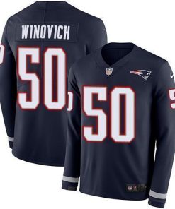 Nike New England Patriots #50 Chase Winovich Navy Blue Team Color Stitched NFL Limited Therma Long Sleeve Jersey