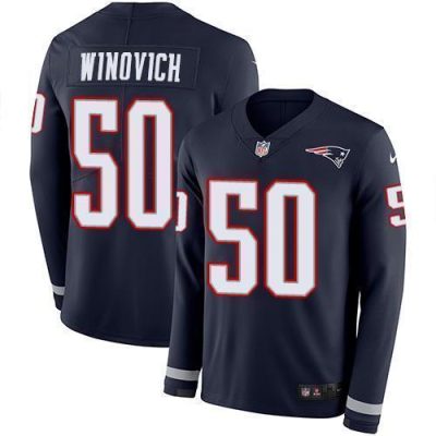 Nike New England Patriots #50 Chase Winovich Navy Blue Team Color Stitched NFL Limited Therma Long Sleeve Jersey