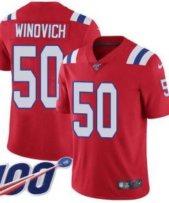 Nike New England Patriots #50 Chase Winovich Red Alternate Stitched NFL 100th Season Vapor Limited Jersey