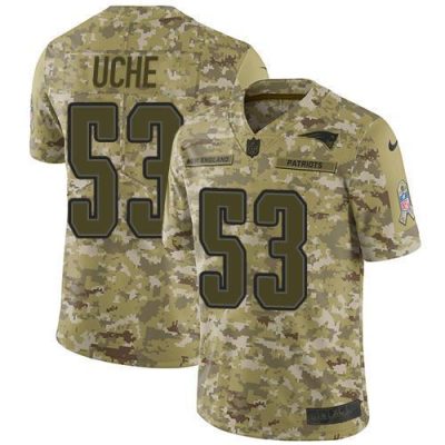 Nike New England Patriots #53 Josh Uche Camo Stitched NFL Limited 2018 Salute To Service Jersey