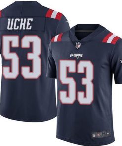 Nike New England Patriots #53 Josh Uche Navy Blue Stitched NFL Limited Rush Jersey