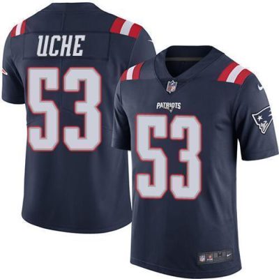 Nike New England Patriots #53 Josh Uche Navy Blue Stitched NFL Limited Rush Jersey