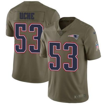 Nike New England Patriots #53 Josh Uche Olive Stitched NFL Limited 2017 Salute To Service Jersey