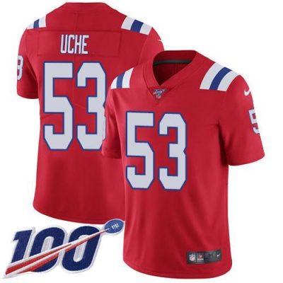 Nike New England Patriots #53 Josh Uche Red Alternate Stitched NFL 100th Season Vapor Untouchable Limited Jersey