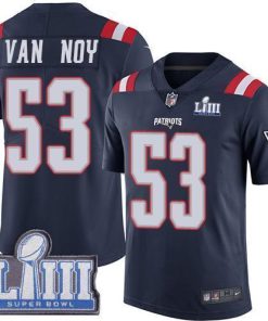 Nike New England Patriots #53 Kyle Van Noy Navy Blue Super Bowl LIII Bound Stitched NFL Limited Rush Jersey